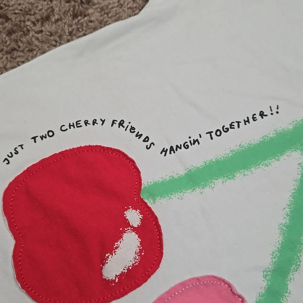 Zara Rare Cherry Graphic White Baby Tee Y2K Coquette Aesthetic Cute Summer NWOT